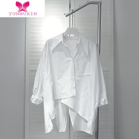 YUNWUXIN后背开叉长袖不规则衬衫女新设计感小众心机薄款宽松百搭上衣