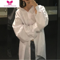 YUNWUXINchic韩版秋季复古港味设计感小众宽松bf风长袖衬衫上衣女