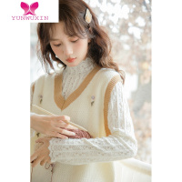 YUNWUXINV领针织马甲背心女外搭叠穿坎肩上衣网红日系毛衣马夹外穿