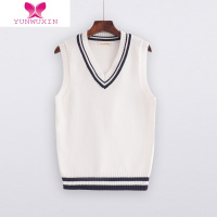 YUNWUXIN学院风毛衣背心少女学生装毛线马甲套头无袖针织衫DK制服校服毛针织衫