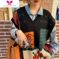 YUNWUXIN大码胖mm洋气毛衣马甲女2022新款V领针织衫百搭背心无袖马夹毛针织衫
