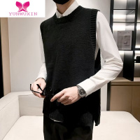 YUNWUXIN毛衣2022新款秋季潮牌圆领无袖背心男士春装坎肩马甲针织线衫