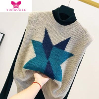 YUNWUXIN小香风圆领坎肩马甲女日系背心新款宽松多边形无袖针织衫外穿毛针织衫