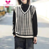 YUNWUXIN2022年早秋新款女士马甲针织背心外穿日系慵懒风大码马夹