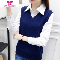 YUNWUXIN2022新款韩版毛衣马甲女无袖套头修身打底针织衫马夹背心外套
