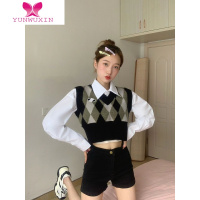 YUNWUXIN早秋季马夹女式新款V领针织背心外搭叠穿马甲毛衣坎肩设计感上衣