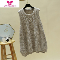 YUNWUXIN毛衣马甲女圆领套头中长款韩版学院风宽松外搭针织无袖毛线背心裙马夹