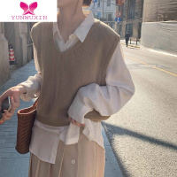YUNWUXINv领坎肩马甲针织衫女士秋季2022年新款毛衣背心宽松别致上衣毛针织衫