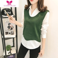 YUNWUXIN毛衣女2022新款韩版毛衣马甲无袖套头修身学生打底针织衫背心毛针织衫