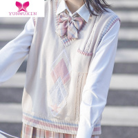 YUNWUXIN初町野原创樱铃马甲背心日系JK制服毛针织V领秋季套头毛衣学生女毛针织衫