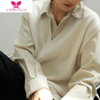 YUNWUXINV领针织马甲2022年新款女宽松慵懒风时尚休闲毛衣背心外搭毛针织衫