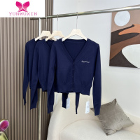 YUNWUXIN林十一南韩艺高/藏青色马甲2022年秋装新款女针织开衫毛针织衫