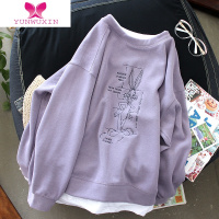 YUNWUXIN卫衣女薄款2022新款韩版ins潮刺绣卡通兔子宽松假两件上衣服