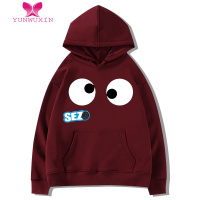 YUNWUXIN国潮美式连帽卫衣女2022新款宽松设计感ins酒红色带帽上衣