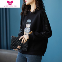 YUNWUXIN中年妈妈秋装2022新款卡通印花女士卫衣女设计感洋气秋季上衣