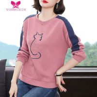 YUNWUXIN休闲卫衣女中老年妈妈2022装新款洋气减龄打底衫大码上衣外穿