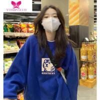 YUNWUXIN克莱因蓝老虎卫衣女薄款宽松ins潮慵懒风设计感小众长袖上衣