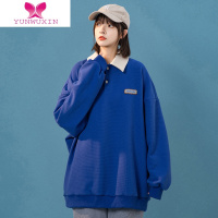 YUNWUXIN柠檬黄卫衣韩系chic宽松薄款polo领上衣慵懒风翻领打底衫女潮