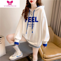 YUNWUXIN刺绣连帽卫衣女薄款2022新款特大码女装宽松初高中学生上衣潮