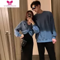 YUNWUXIN大麦 情侣装卫衣外穿男2022早秋季新款爱心长袖上衣女套装