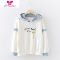 YUNWUXIN新款宽松设计感小众初中女生学院风连帽卫衣休闲运动少女帽衫