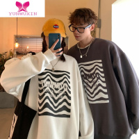 YUNWUXIN情侣装2022年新款宽松斑马纹卫衣女ins国潮学生班服上衣外套