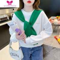 YUNWUXIN两件套披肩刺绣卫衣女秋款2022年新款宽松长袖小个子百搭休闲小衫