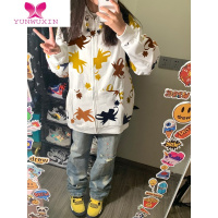 YUNWUXINhiphop五角星星外套卫衣女薄款oversize小众高街潮牌ins上衣