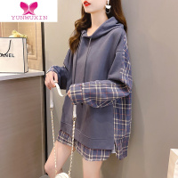 YUNWUXIN2022年早秋装新款大码胖妹妹中长款卫衣女士洋气宽松薄款秋衣外套