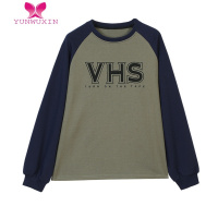 YUNWUXIN拽妹swag~宽松撞色插肩长袖卫衣秋季简约圆领百搭T恤上衣女