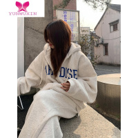 YUNWUXIN一只土狗/2022秋加厚上衣外套oversize开衫连帽卫衣女宽松慵懒风
