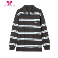 YUNWUXIN日系潮牌条纹长袖卫衣女早秋新款休闲宽松Polo衫减龄学生上衣ins