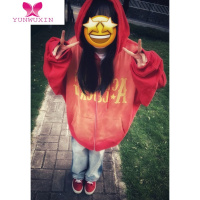 YUNWUXIN国潮牌美式街头五角星卫衣女连帽开衫拉链oversize外套ins潮