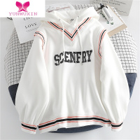 YUNWUXIN2022新款初秋款学院风假两件卫衣女款加绒加厚高中生上衣外套秋装