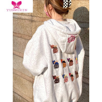 YUNWUXIN刺绣重工连帽卫衣女款早秋宽松慵懒风oversize小个子落肩学生外套