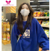 YUNWUXIN卫衣chic港风女落肩圆领老虎设计感小个子宽松oversize上衣