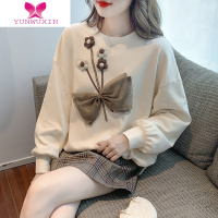 YUNWUXIN女士时尚重工圆领卫衣女装2022年新款洋气减龄长袖上衣设计感