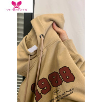 YUNWUXIN山东即墨正肩卫衣女原创小众设计宽松美式复古情侣连帽上衣