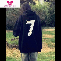 YUNWUXIN欧货加绒正肩hiohop连帽卫衣女早秋慵懒风美式高级感别致上衣潮牌