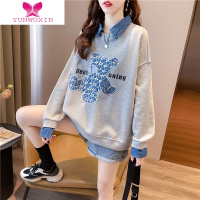 YUNWUXIN12-15岁初高中学生宽松加绒长袖卫衣16女大童假两件T恤上衣