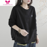 YUNWUXIN2022新款卫衣女秋装女士上衣文艺拼接休闲时尚洋气宽松女装套头衫