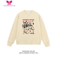 YUNWUXIN77T 美式潮牌狗狗大团聚男女情侣圆领卫衣款学院风加绒上衣潮