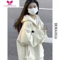 YUNWUXIN山东即墨正肩卫衣女新款茶歇系小个子中山工厂微胖mm显瘦外套
