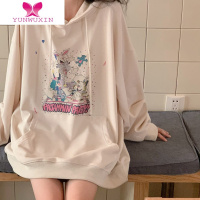 YUNWUXINYUKIXIAOSHU兔子派对印花宽松少女韩版连帽衫长袖卫衣女秋季