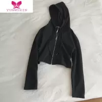 YUNWUXIN显身材bm风!秋短款显瘦高腰连帽卫衣外套学生拉链衫女