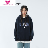 YUNWUXIN2022年薄款藏蓝色带帽卫衣女新款韩版宽松加绒上衣ins潮