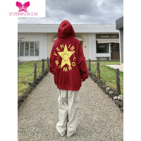 YUNWUXIN合法外星人美式复古连帽卫衣女oversize宽松bf风显瘦情侣款男