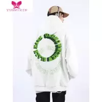 YUNWUXINBIGGOLD 美式复古连帽卫衣女秋季火龙果撞色宽松外套情侣潮牌ins