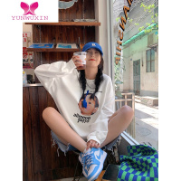 YUNWUXIN杨泡泡 白色美式潮牌薄款小男孩卫衣女2022早春新款宽松韩版上衣