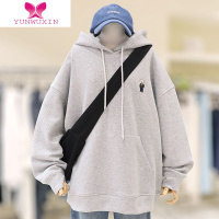 YUNWUXIN大码女装小熊卫衣女款连帽宽松胖mm遮肚上衣藏肉显瘦200斤